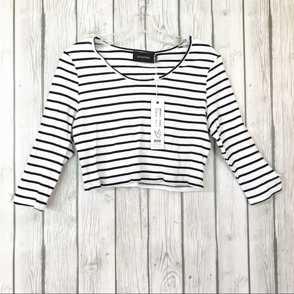 MINK PINK Striped Crop Top NWT Size: Medium - Picture 3 of 5